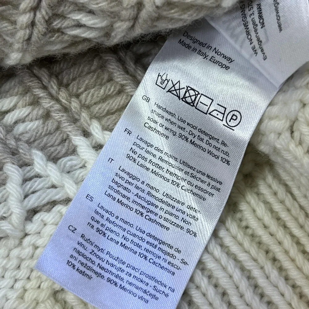We Norwegians Sweater Womens XS White Merino Wool Cashmere 1/4 Zip Fair Isle Ski